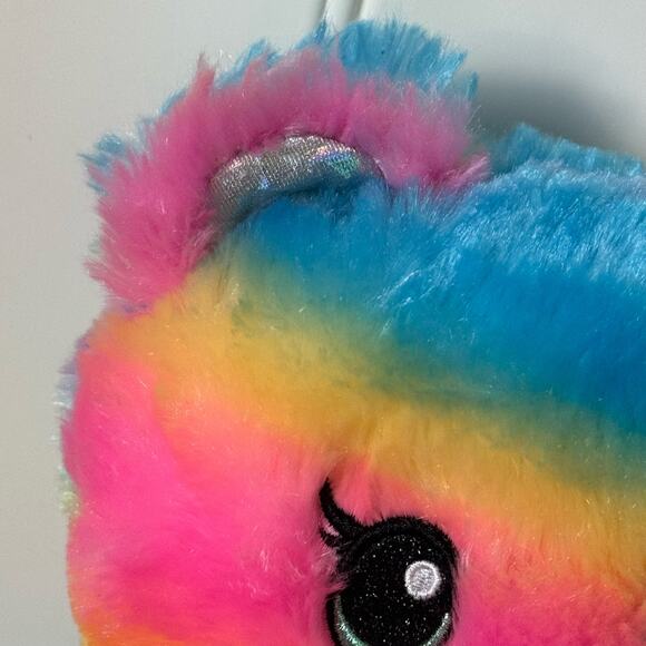 Build-A-Bear Rainbow Stripe Sparkle Bear Plush Pink Nose Prism Feet, Ear - Picture 3 of 8